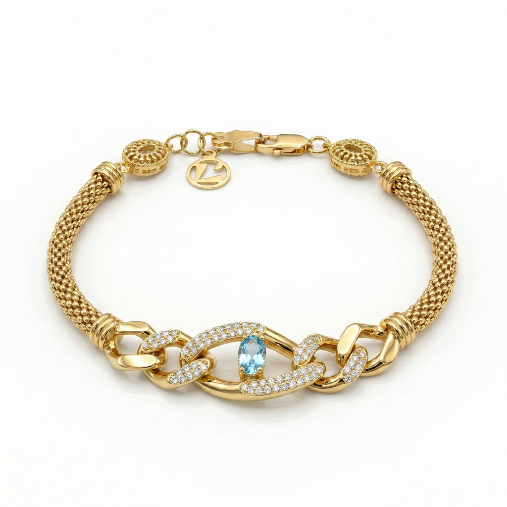 طقم "أزور بافيه" و "ووفن جولد" من الذهب الأصفر عيار 18