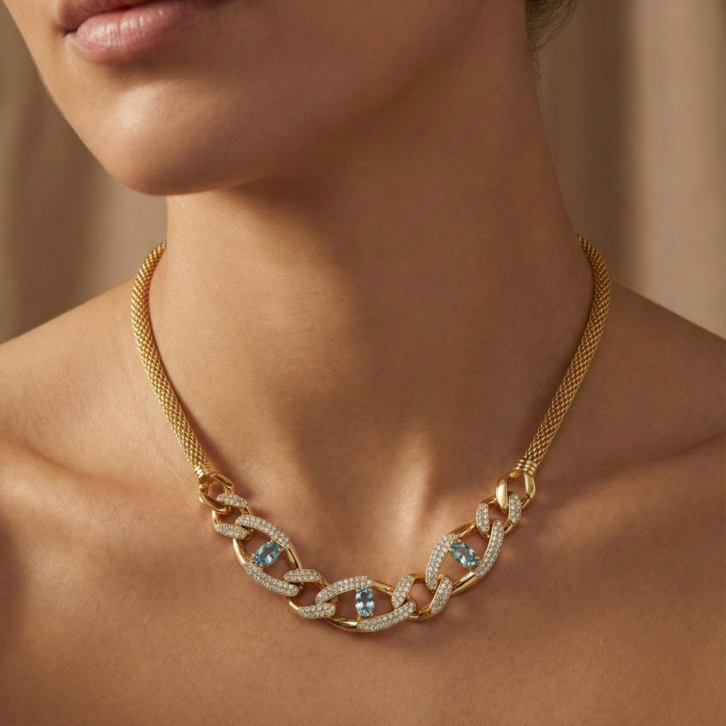 The Azure Pave & Woven Gold Set 18K Yellow Gold