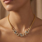 The Azure Pave & Woven Gold Set 18K Yellow Gold