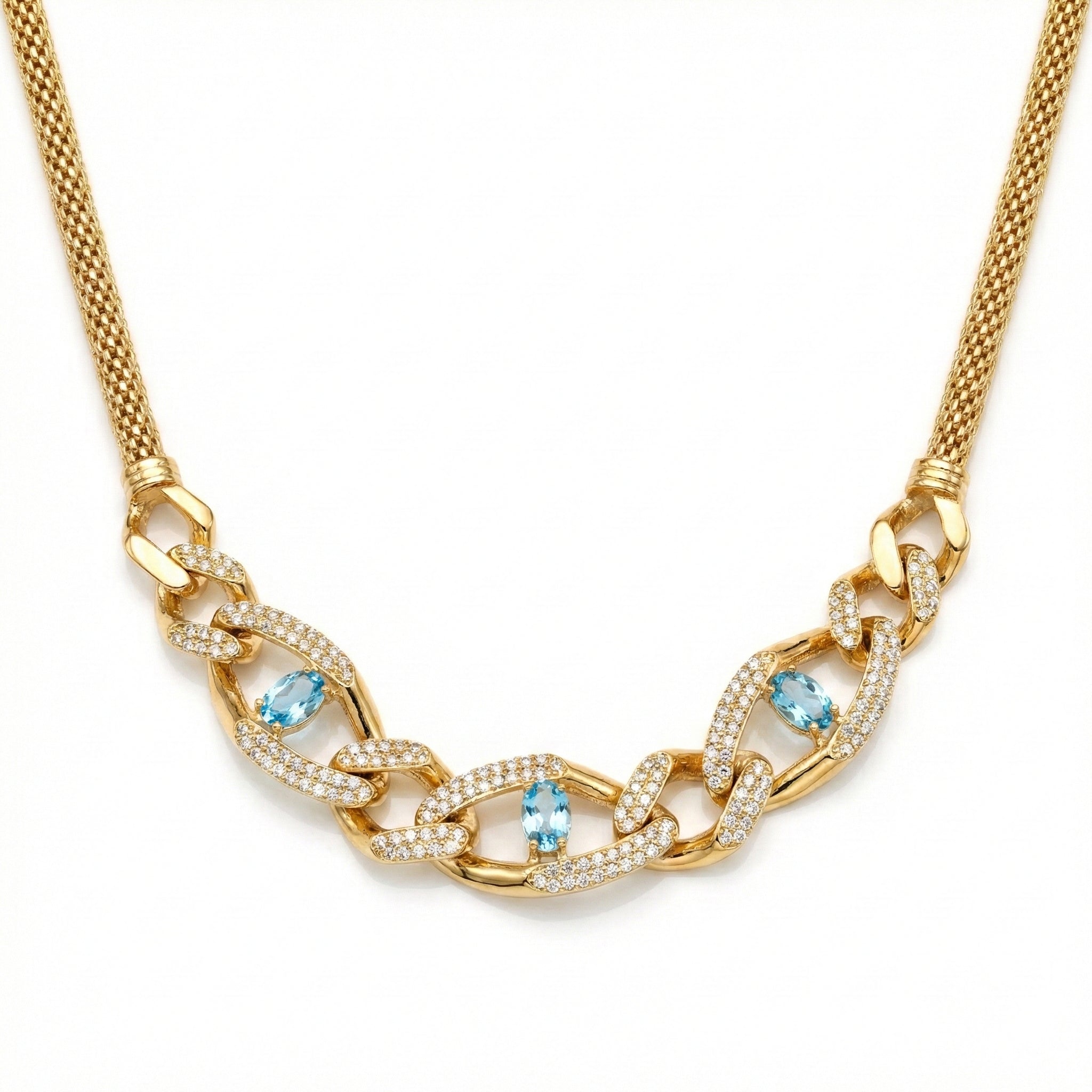 طقم "أزور بافيه" و "ووفن جولد" من الذهب الأصفر عيار 18