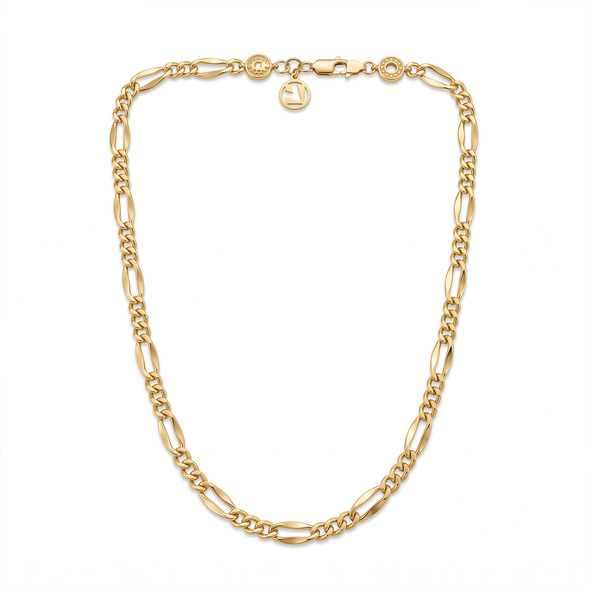 L'azurde 18K yellow gold Gourmet chain necklace on a clean white background.	سلسلة جرميت من الذهب الأصفر عيار 18 من لازوردي معروضة على خلفية بيضاء نقية.