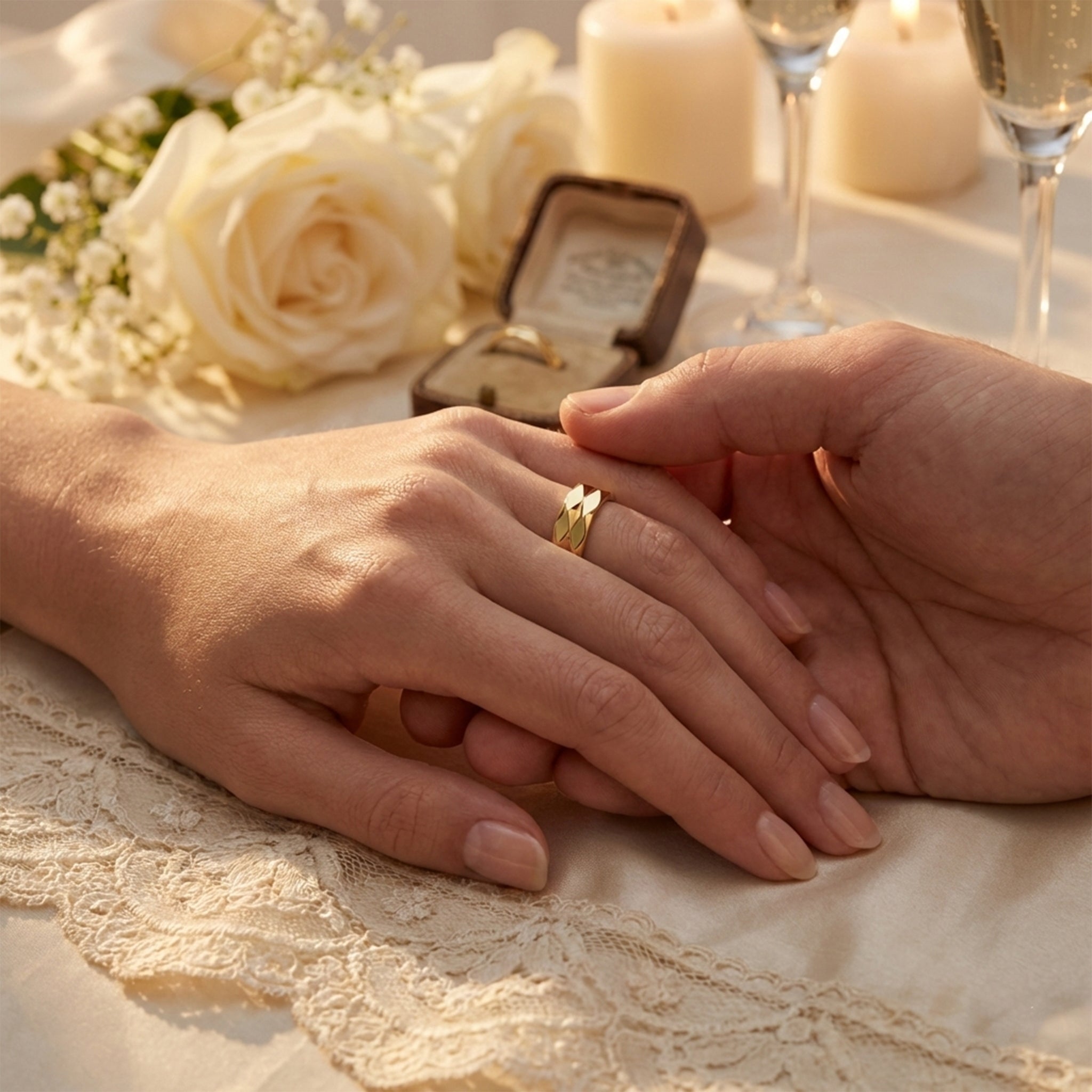 The Octavia Faceted Wedding Band 18K Yellow Gold