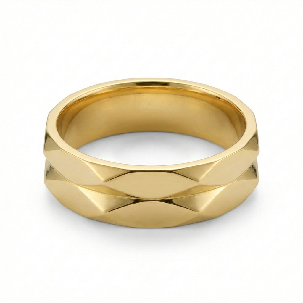 The Octavia Faceted Wedding Band 18K Yellow Gold