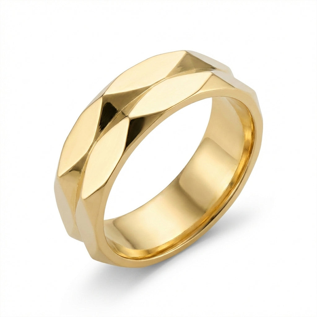 The Octavia Faceted Wedding Band 18K Yellow Gold