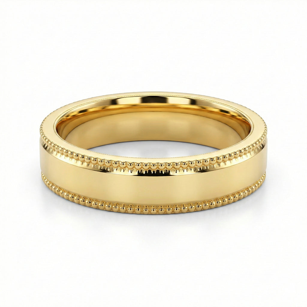The Sovereign Mil grain Gold Wedding Band 18K Yellow Gold