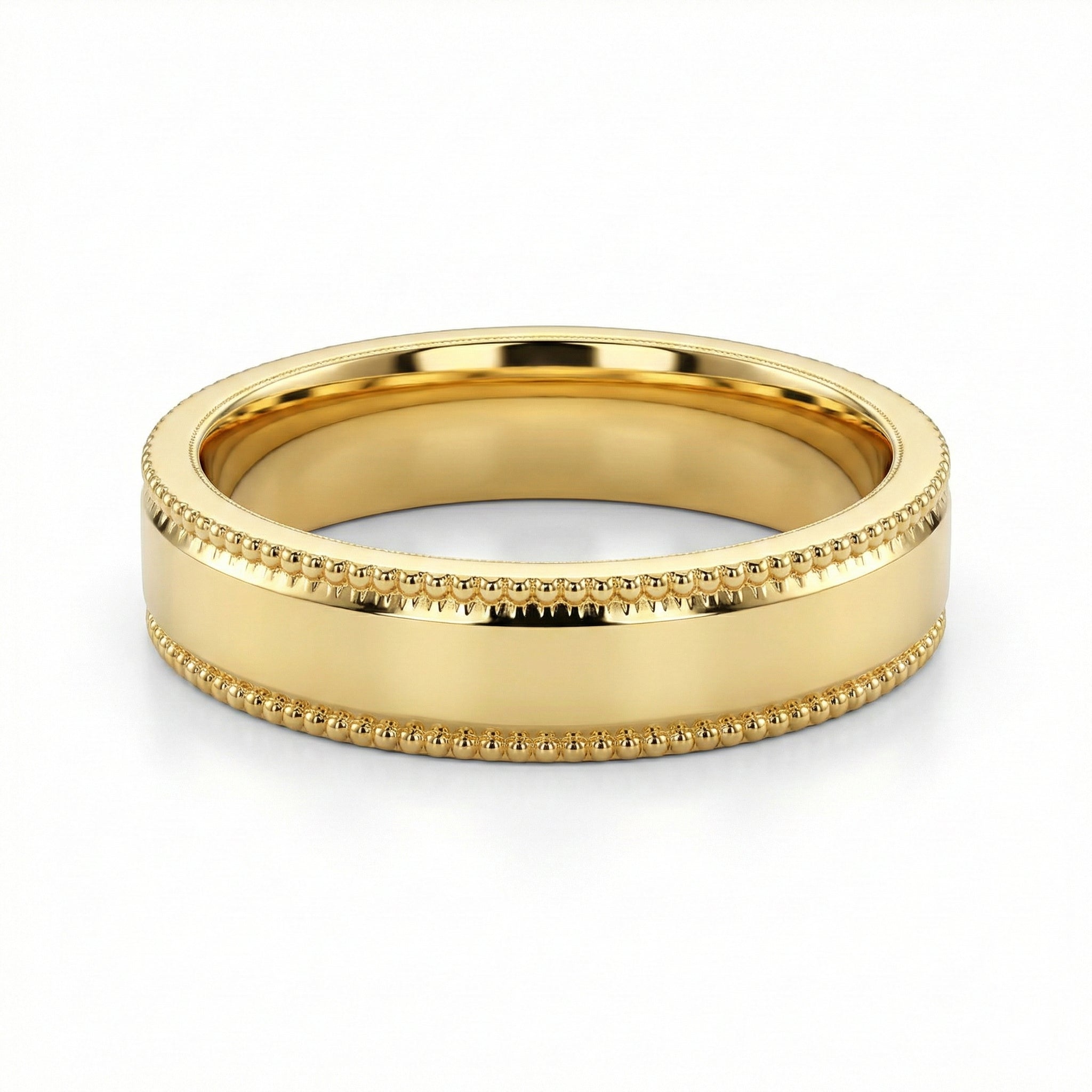 The Sovereign Mil grain Gold Wedding Band 18K Yellow Gold