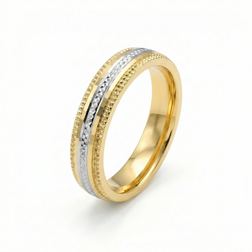 The Celestial Two-Tone Diamond-Cut Wedding Band 18K Yellow Gold