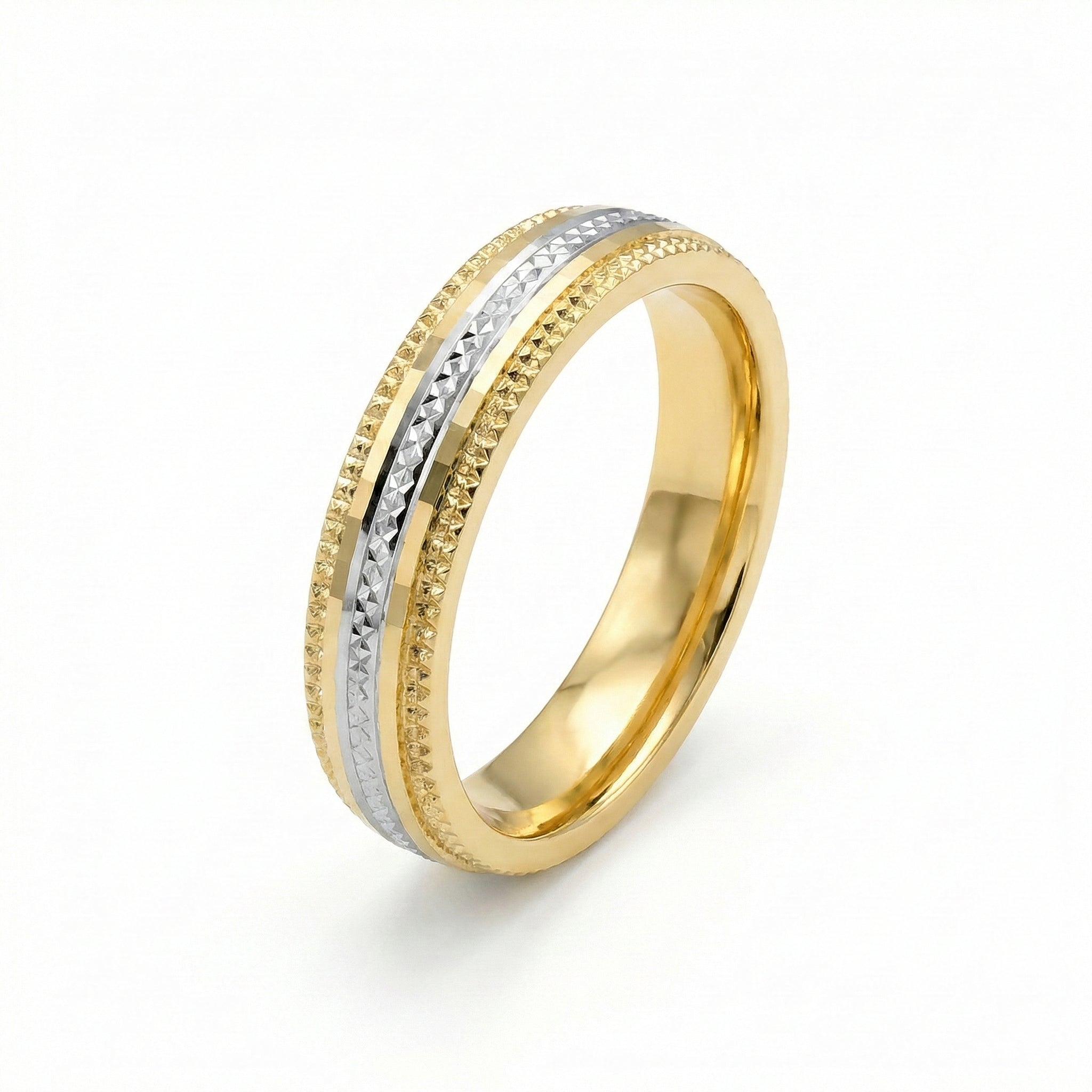 The Celestial Two-Tone Diamond-Cut Wedding Band 18K Yellow Gold