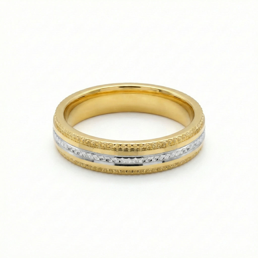 The Celestial Two-Tone Diamond-Cut Wedding Band 18K Yellow Gold